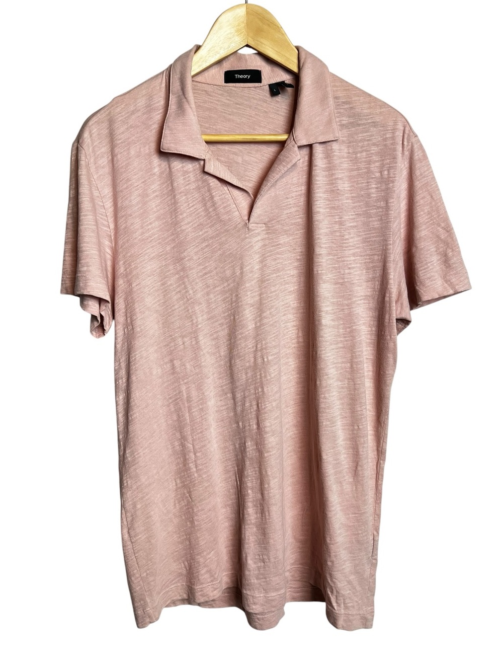 Theory Men's Dusty Rose Open-Collar Polo Shirt Size Large